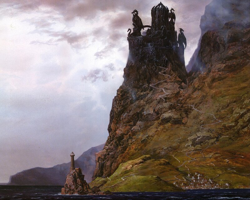 Dragon's fortress on a cliff