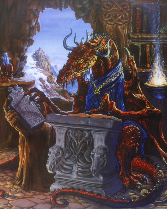 dragon scholar in a cave