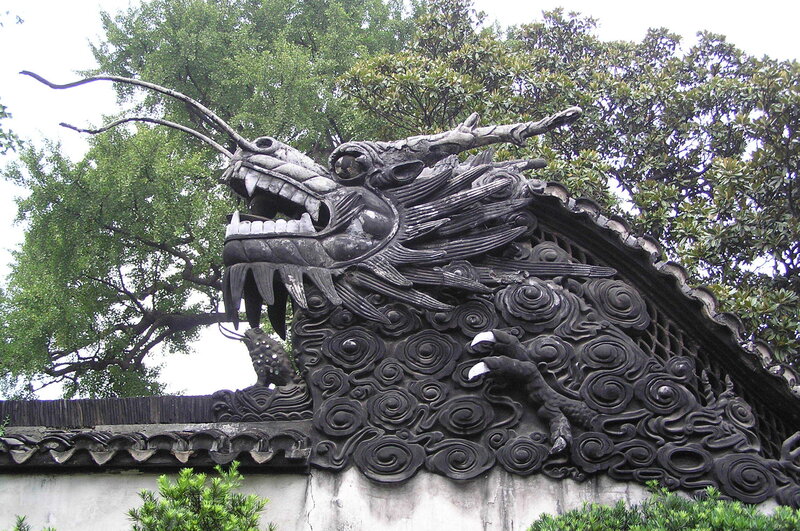 Dragon sculpture on a roof
