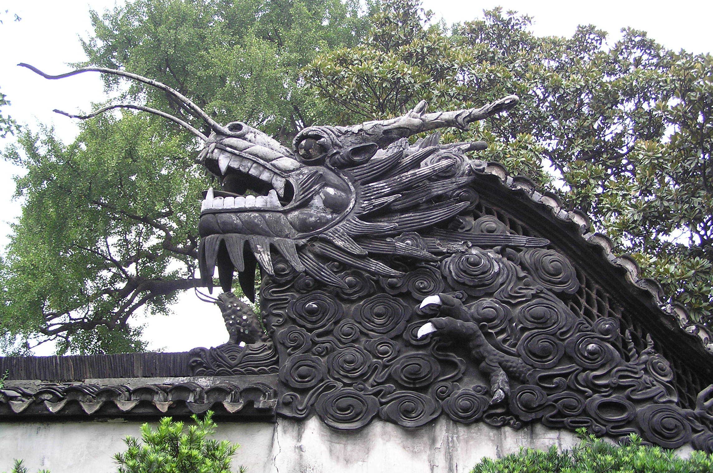 Dragon sculpture on a roof