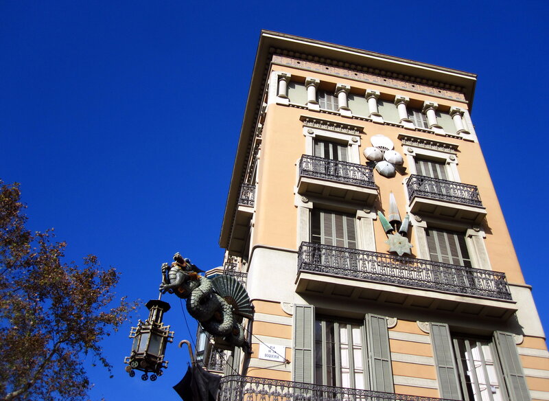 Dragon Sculpture on Building — Blue