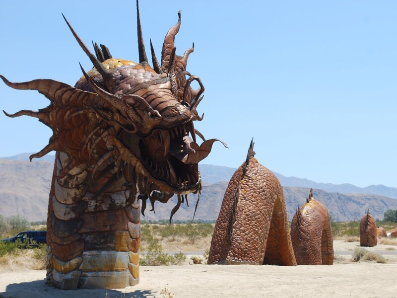Dragon Sculptures in Desert