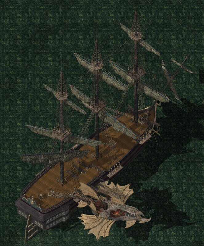 dragon ship in dark waters