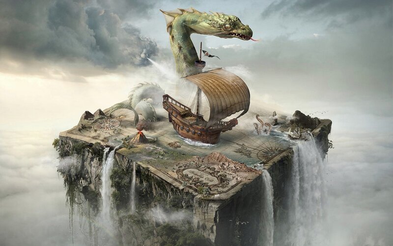 Dragon Ship on Island