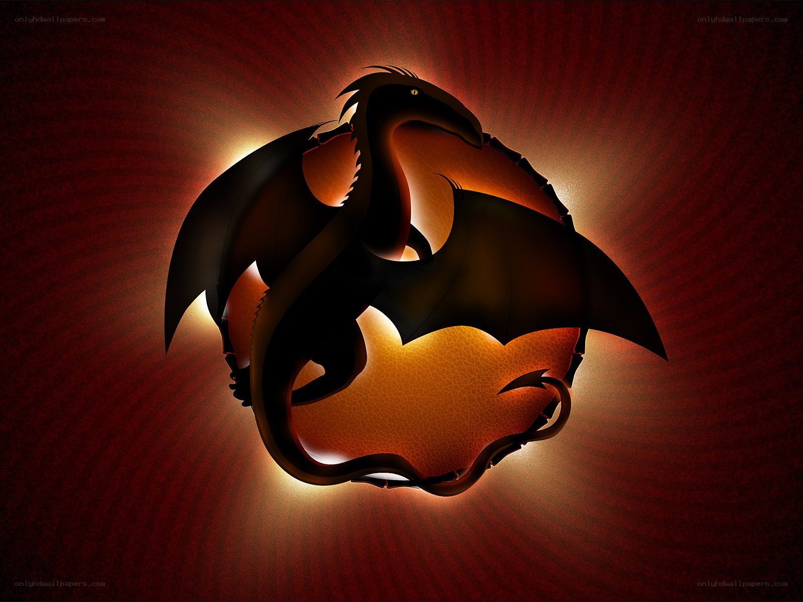 dragon silhouette against glowing orb