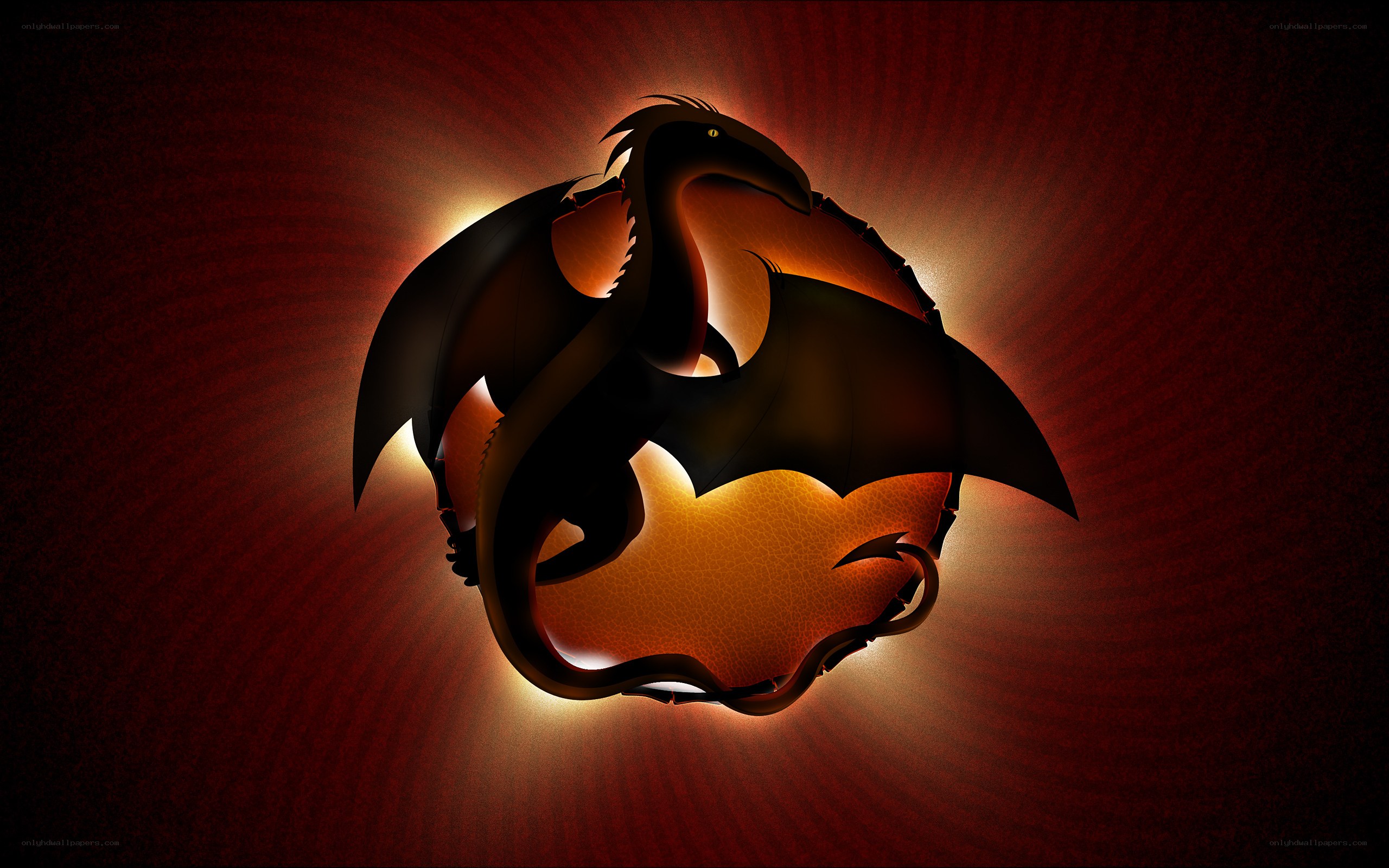 dragon silhouette against glowing orb