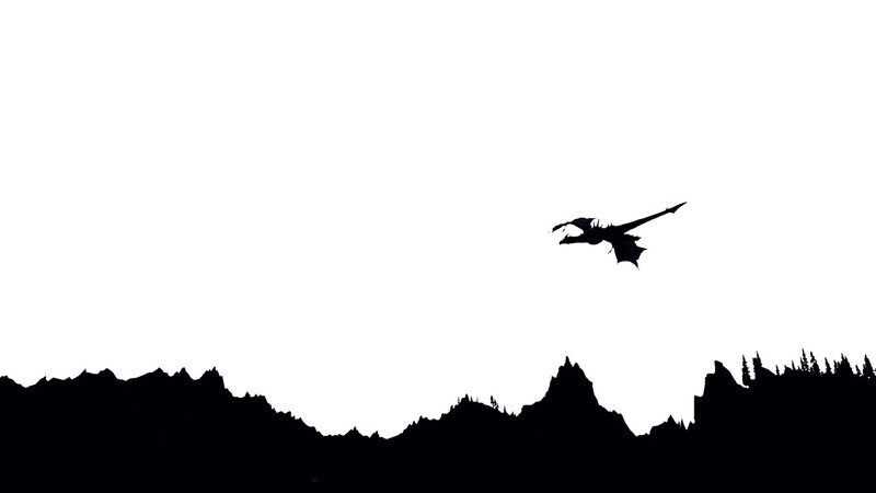 Dragon Silhouette — Black, Dramatic, Minimalist