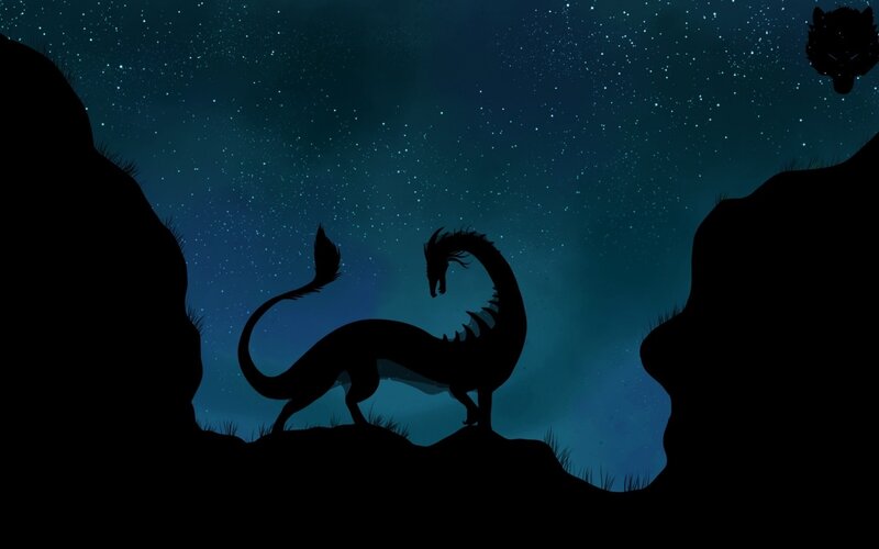 Dragon Silhouette — Black, Serene