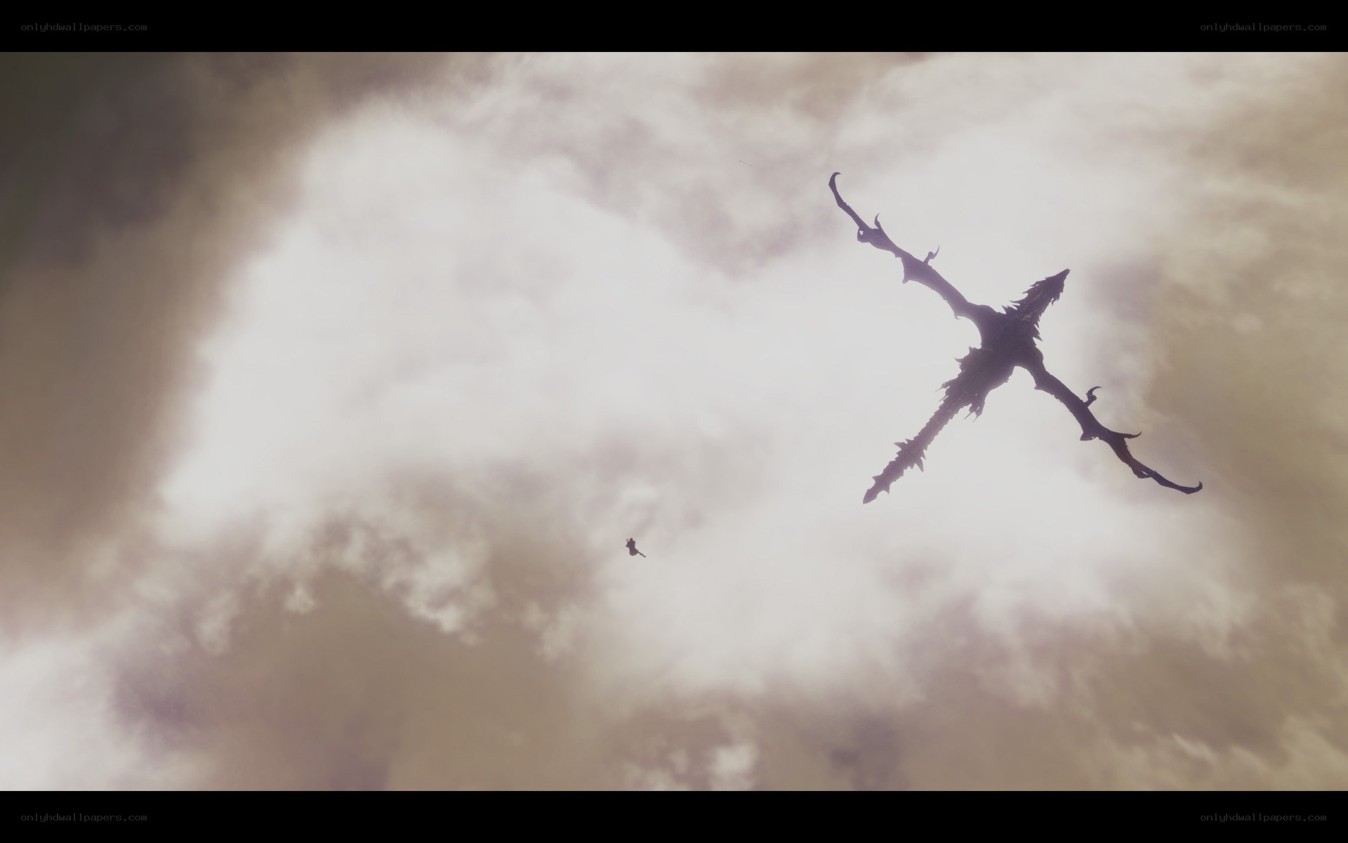 dragon silhouette in cloudy sky