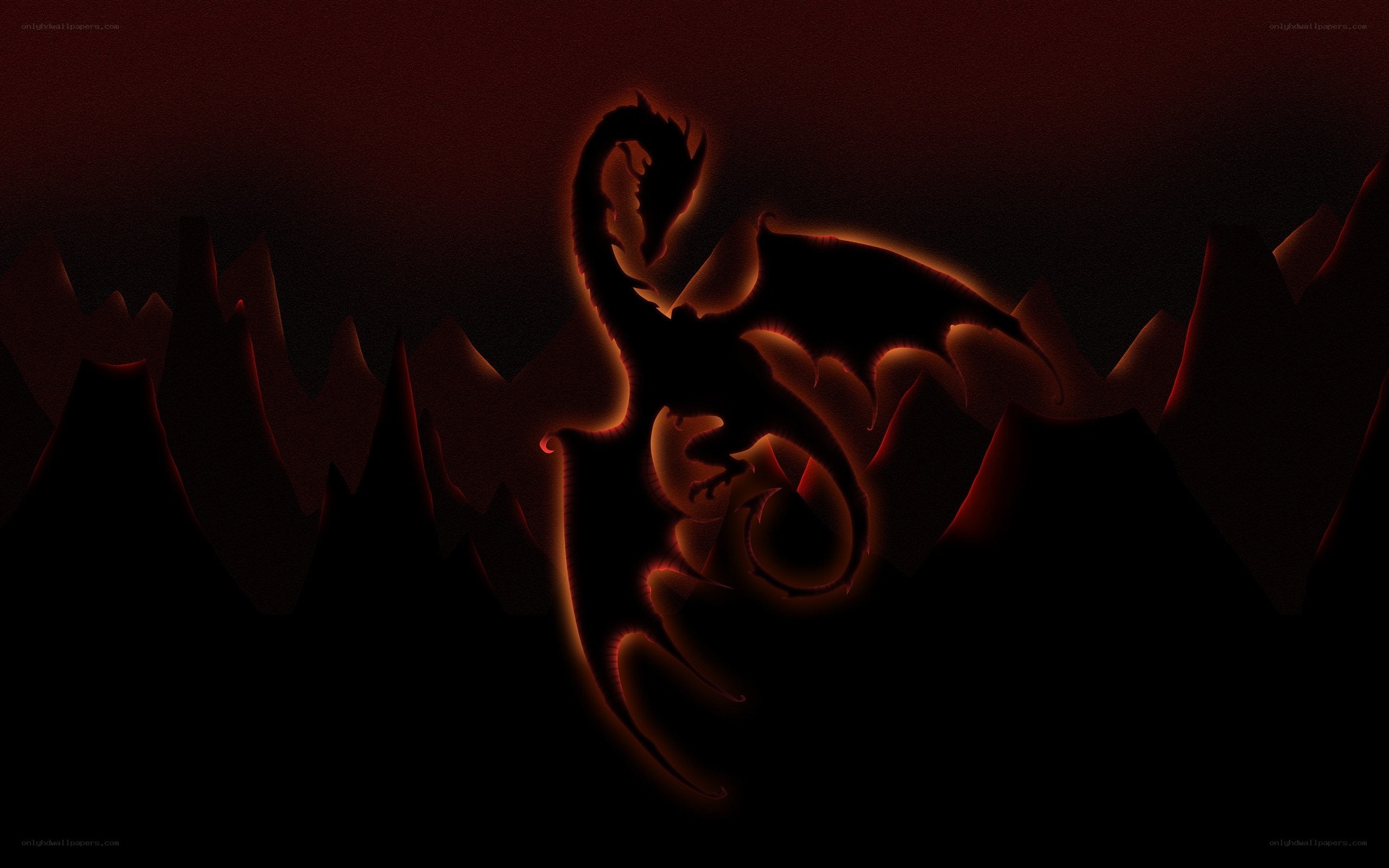 dragon silhouette in dark landscape