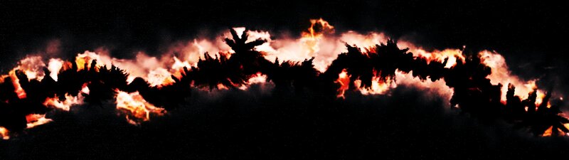 Dragon Silhouette in Fire — Black