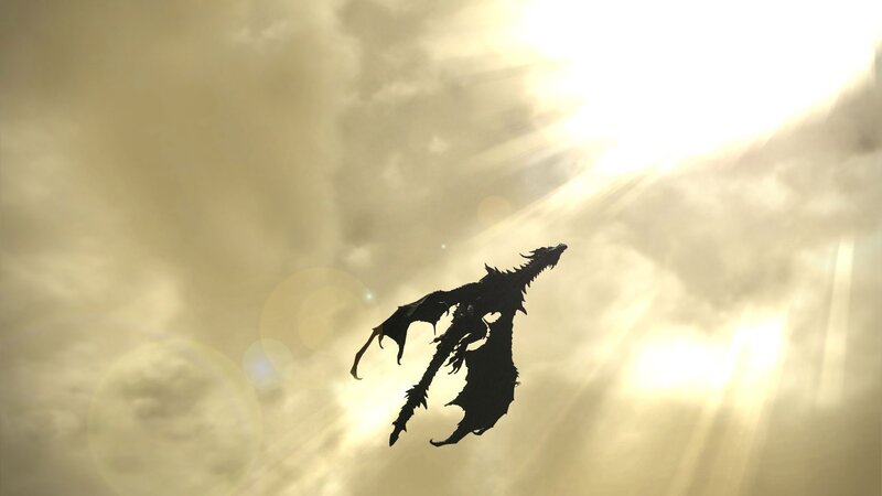 dragon silhouette in golden sky