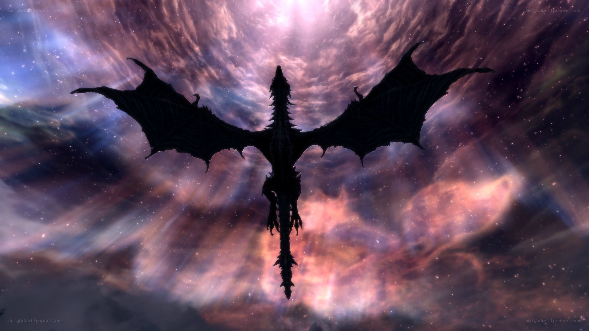 dragon silhouette in nebula