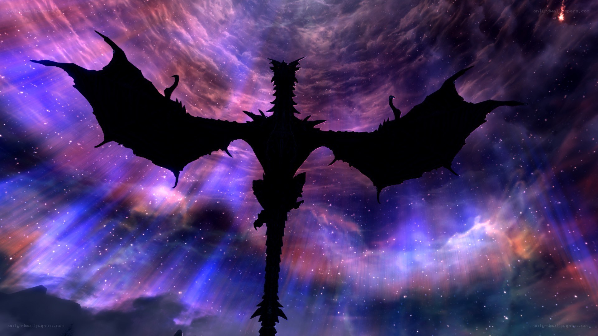 dragon silhouette in nebula