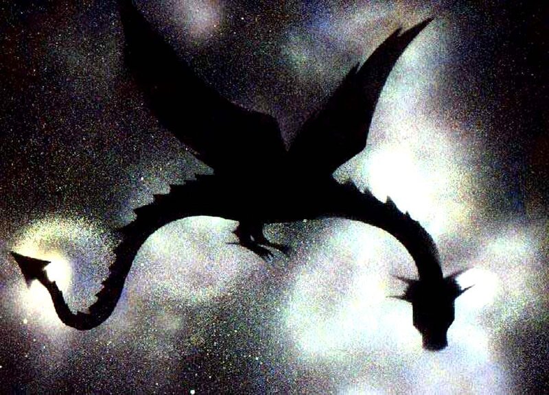dragon silhouette in space