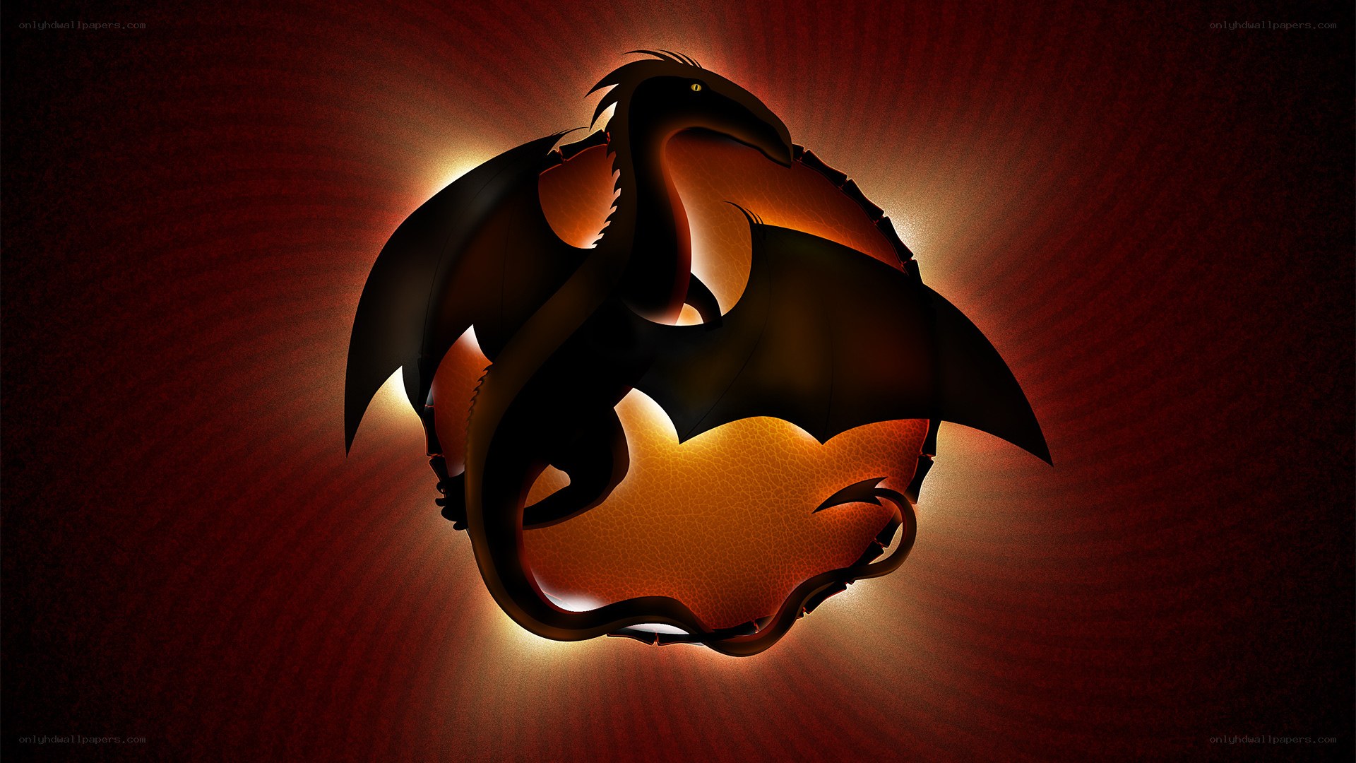 dragon silhouette on glowing orb