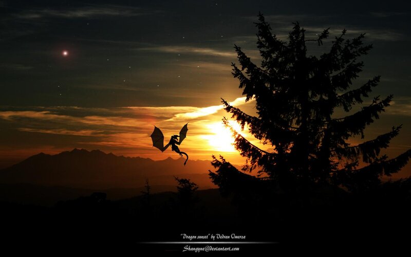 Dragon Silhouette — Orange