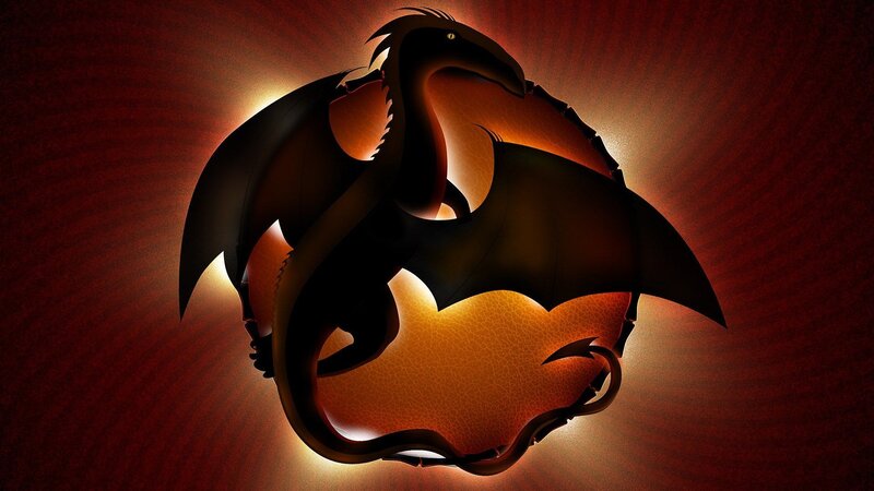 Dragon Silhouette — Red, Dramatic