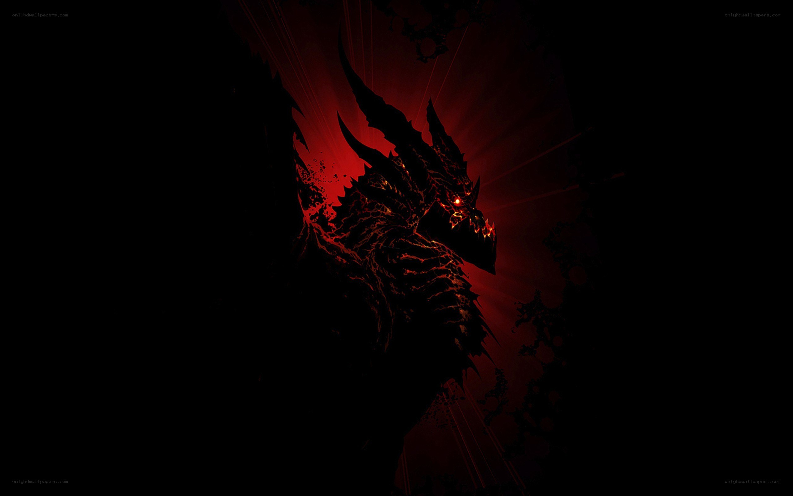 dragon silhouette with red light