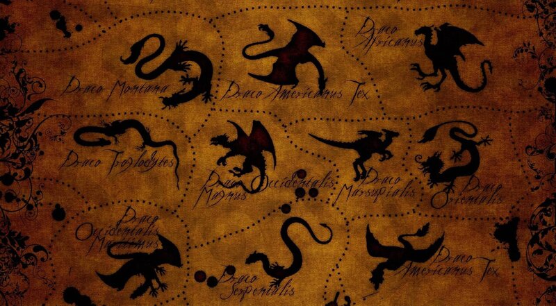 Dragon Silhouettes on Map
