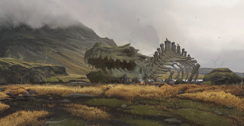 Dragon Skeleton in Field
