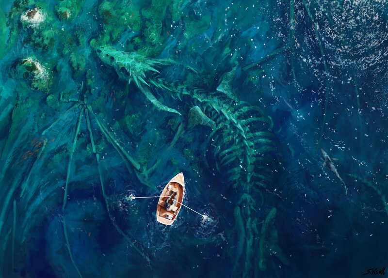 Dragon Skeleton in Ocean
