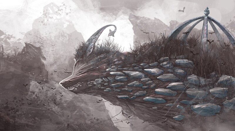 Dragon Skeleton in Ruins