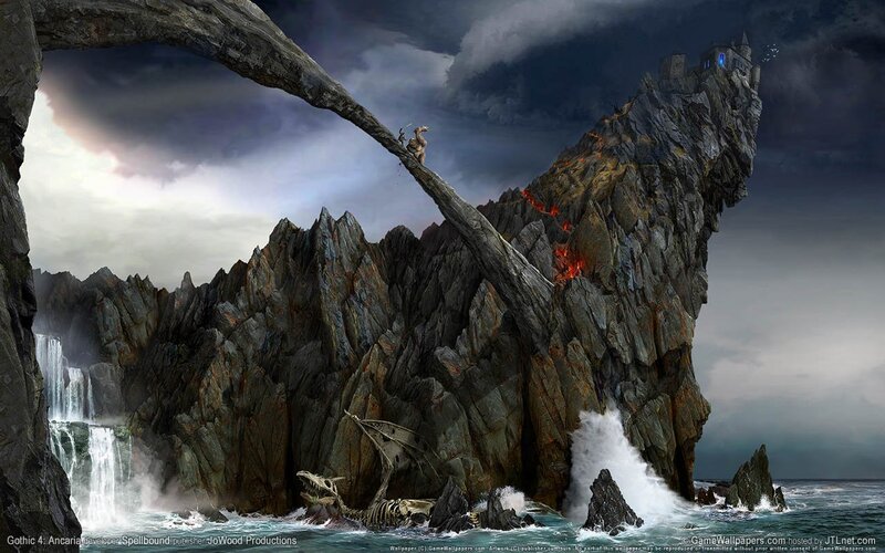 Dragon Skeleton on Cliff