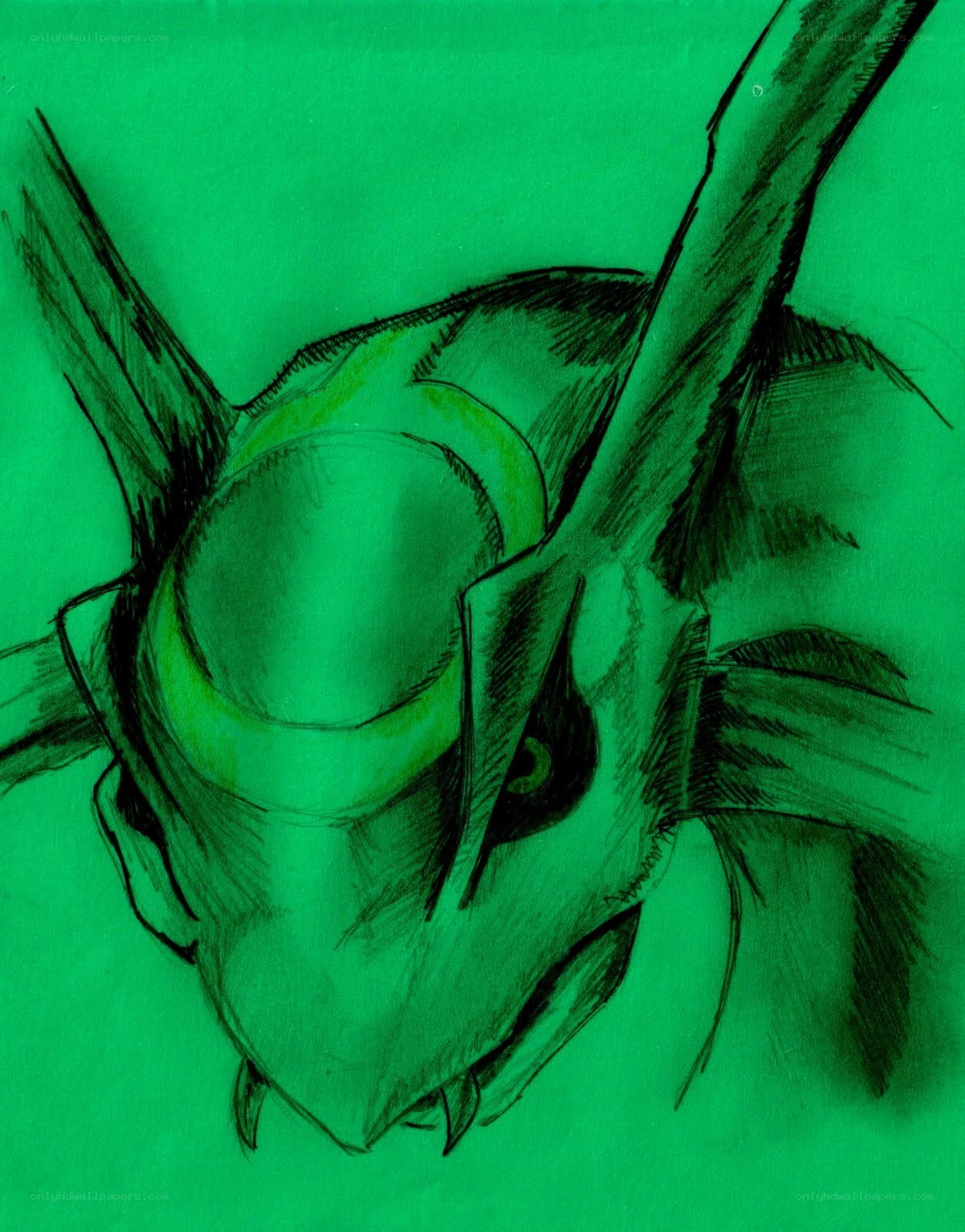 dragon sketch in green