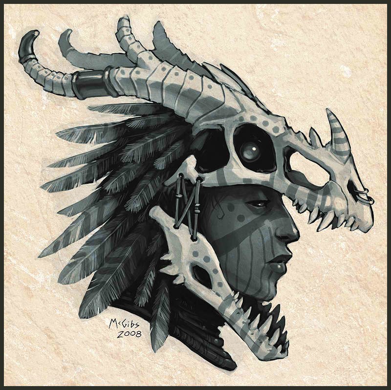 dragon skull headdress portrait