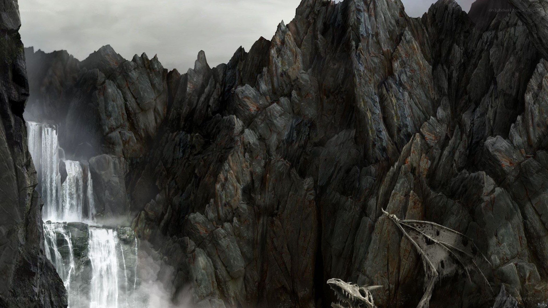 dragon skull in mountain canyon