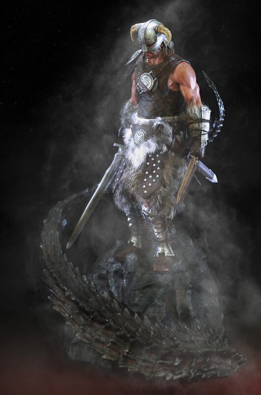 dragon-slaying warrior statue