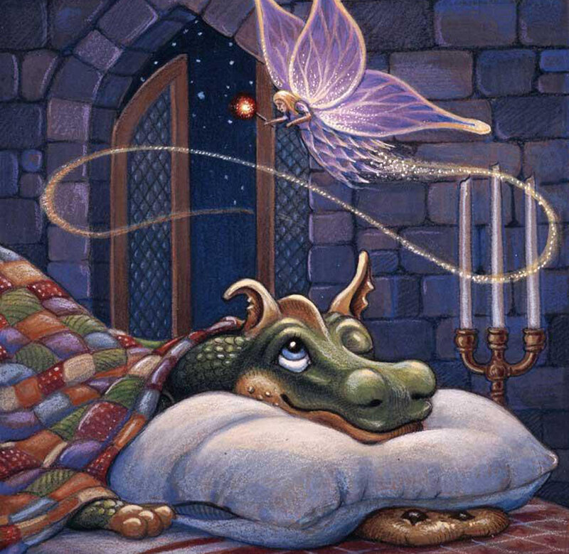 Dragon Sleeping in Bed