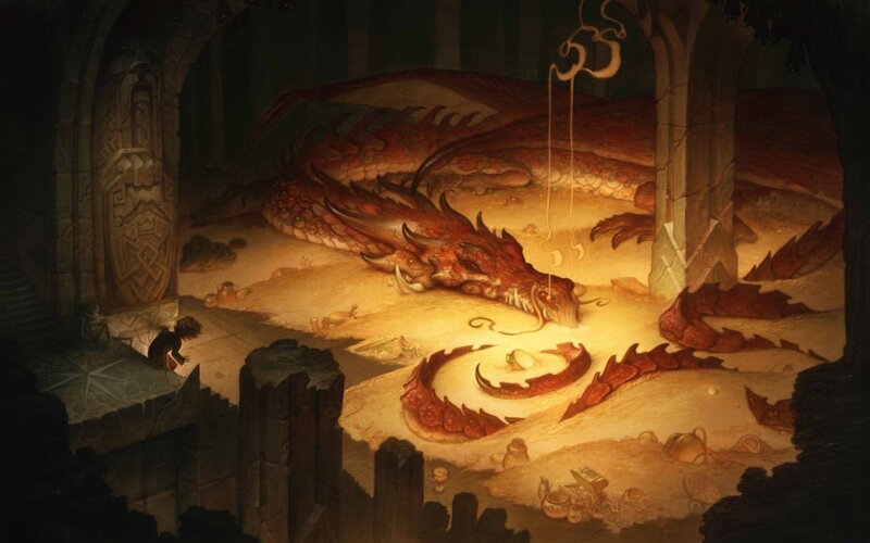 Dragon Sleeping in Cave — Red, Dramatic