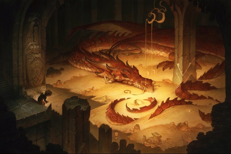 Dragon Sleeping in Cave — Red