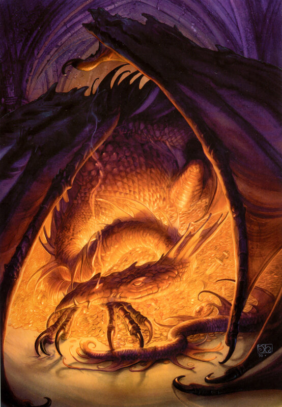 dragon sleeping in cave