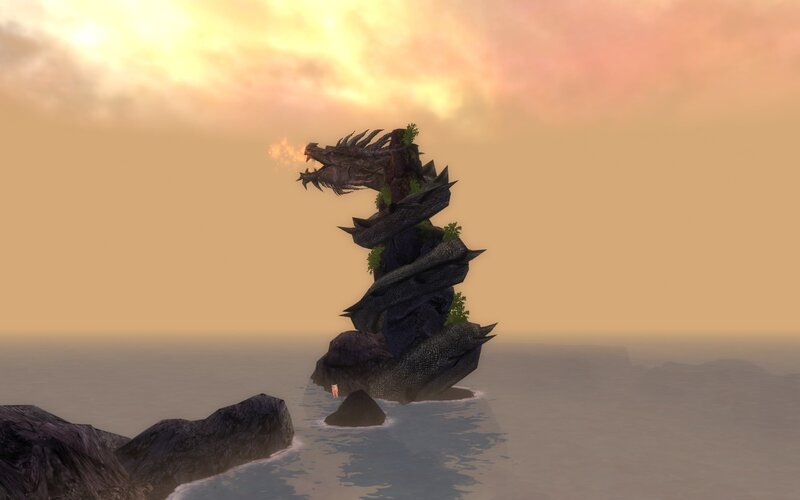 dragon statue at sunset