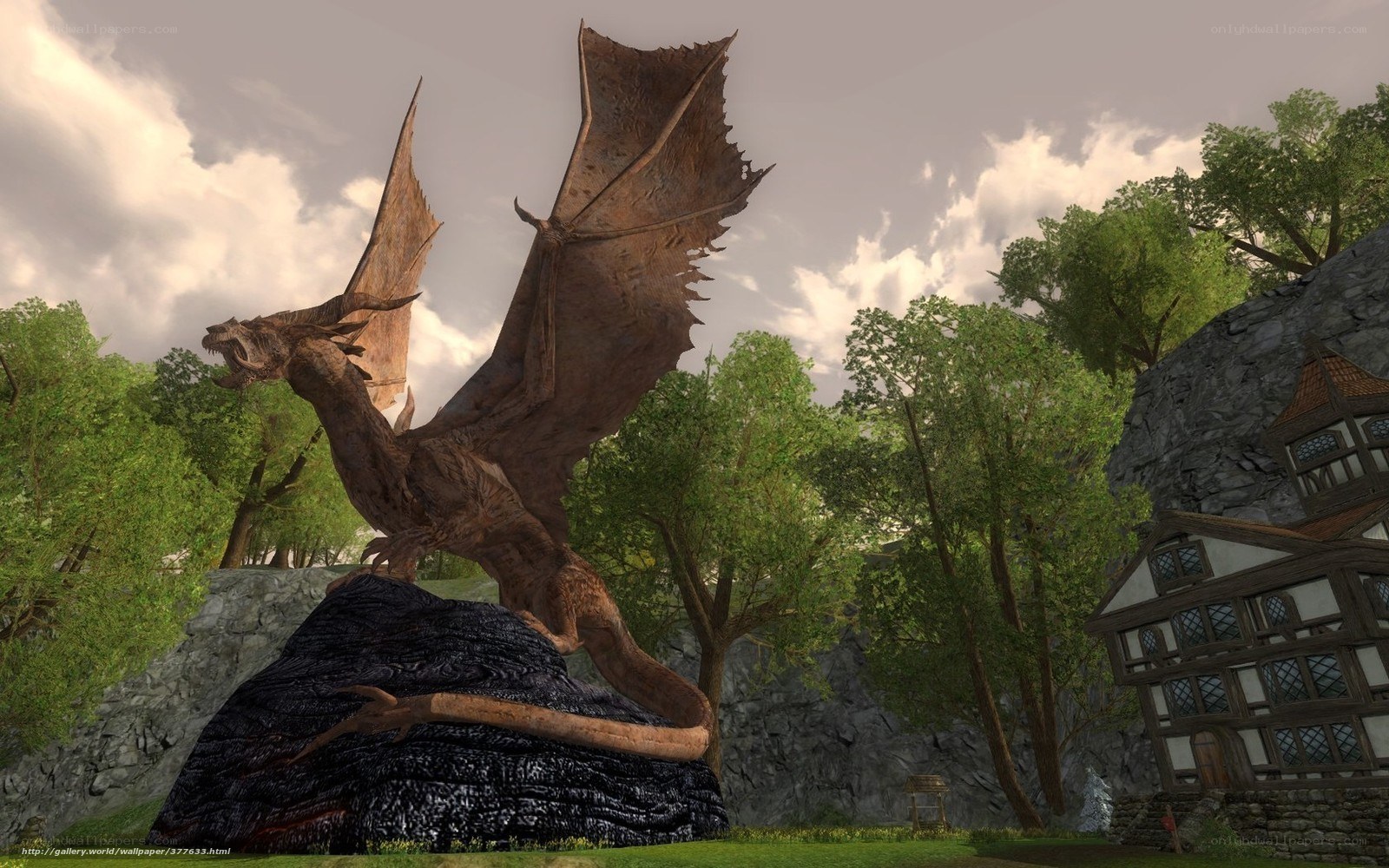Dragon statue in a village