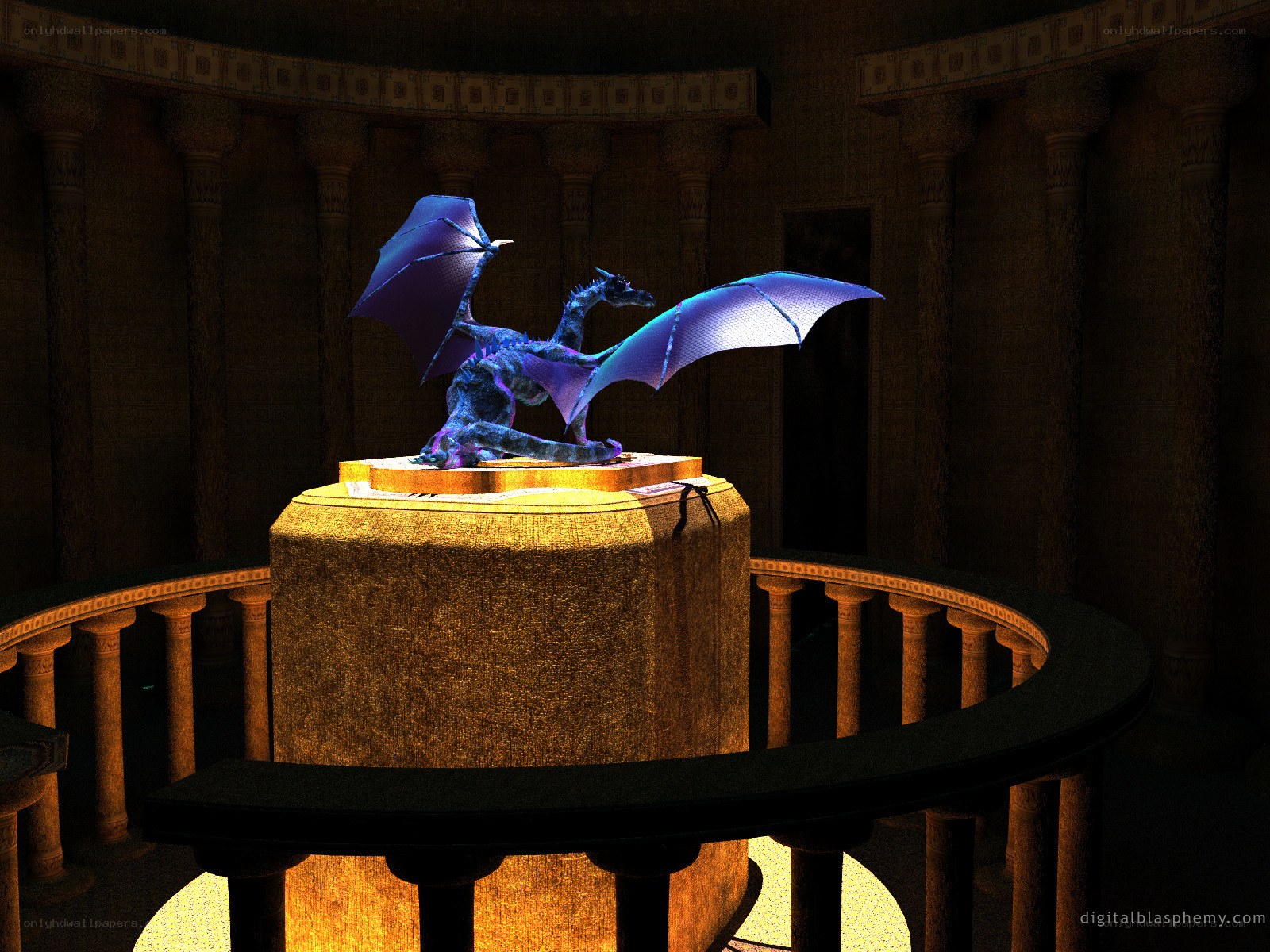 dragon statue in ancient hall