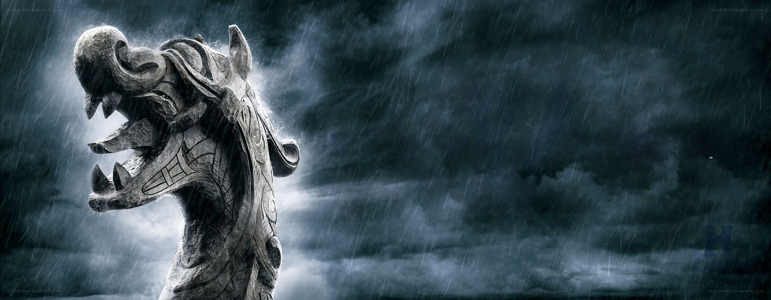 dragon statue in storm