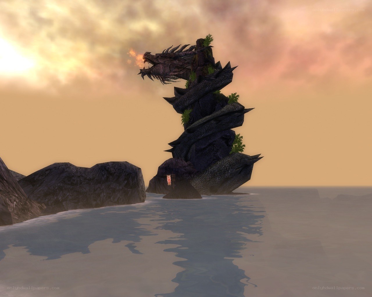dragon statue on a rock