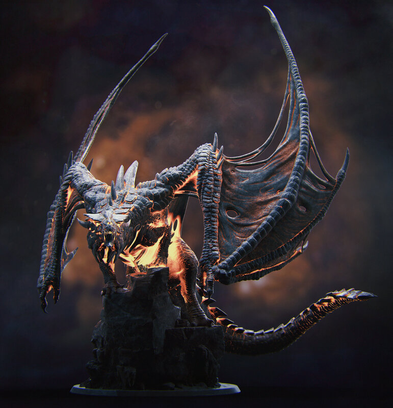 Dragon Statue on Rock