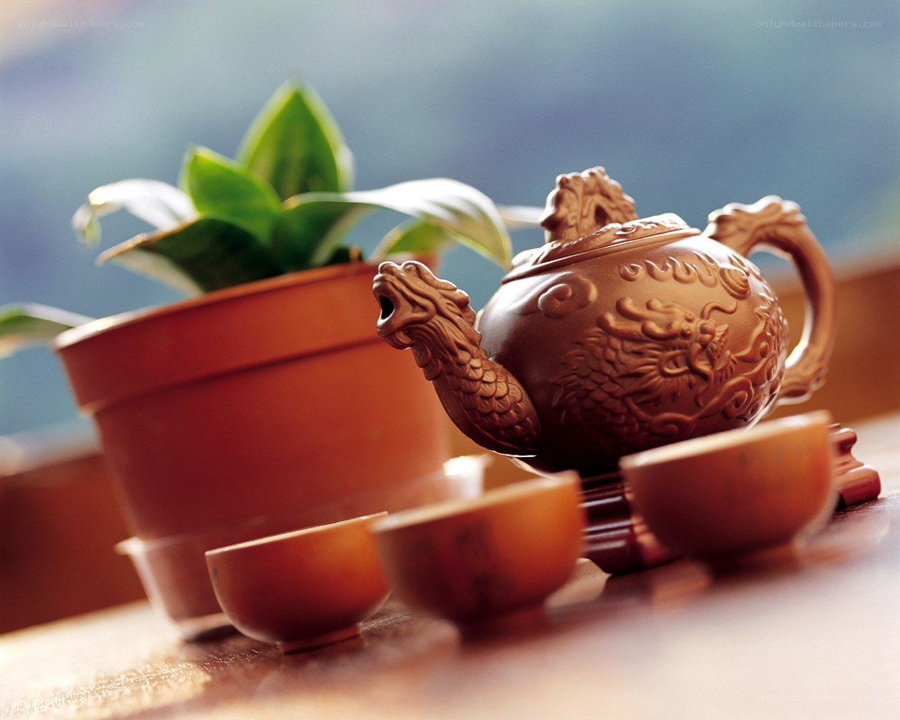 Dragon teapot with tea set