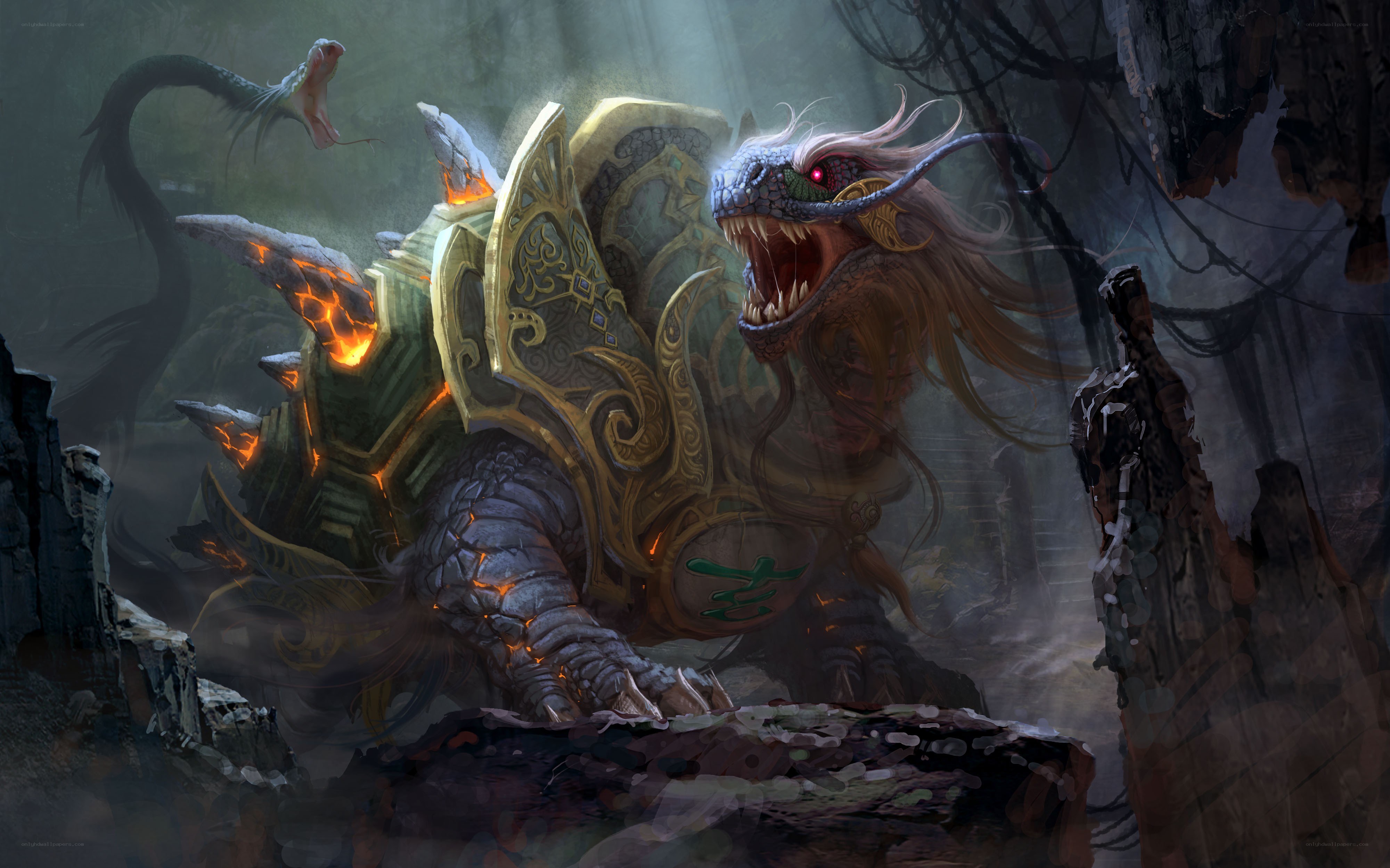 dragon turtle in ancient ruins
