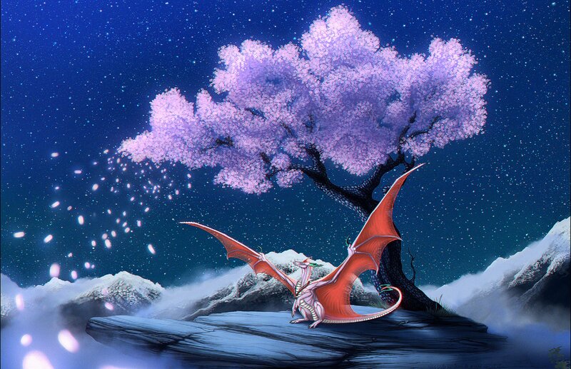 Dragon under Cherry Tree