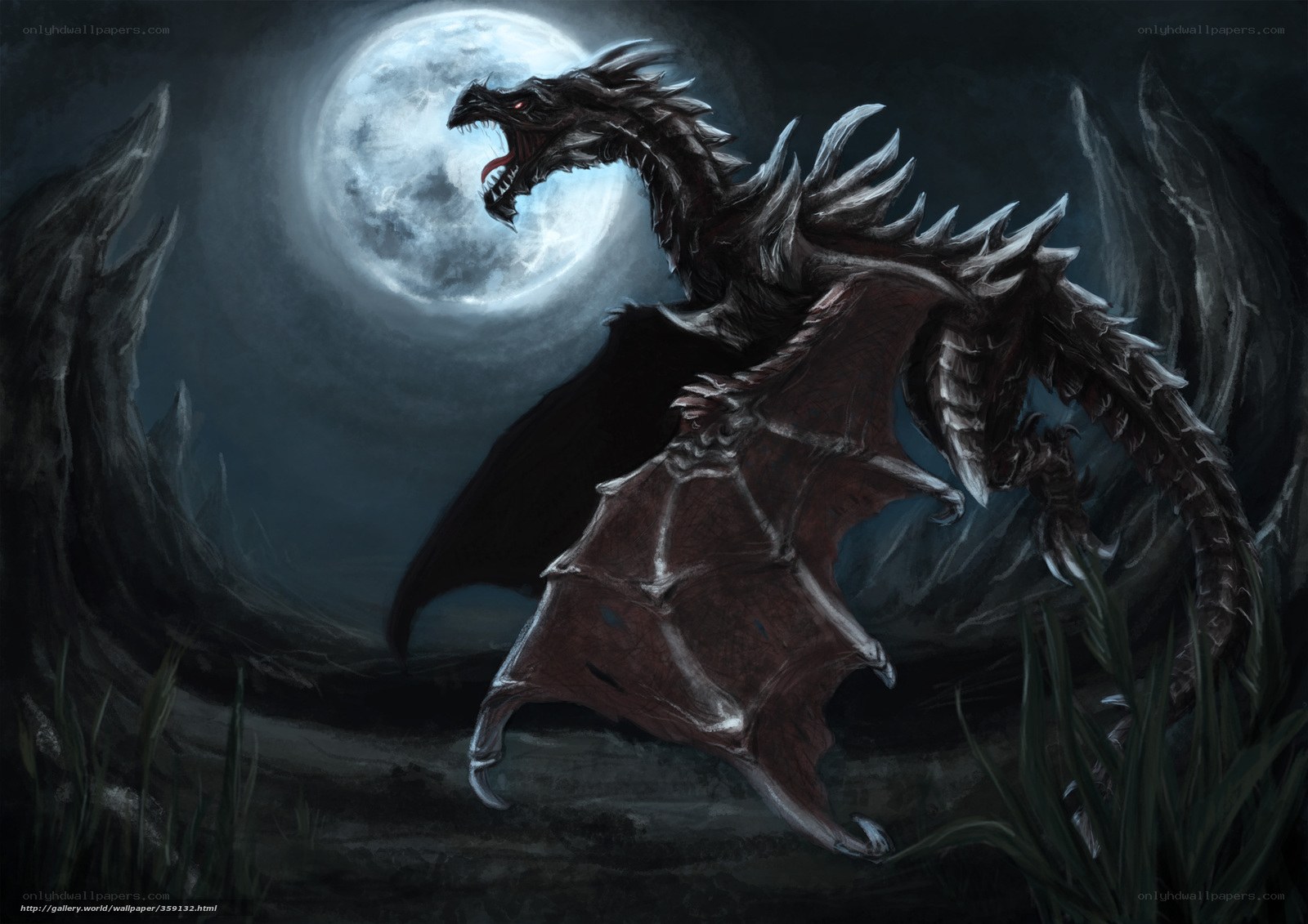 dragon under the full moon