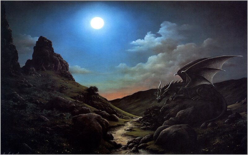 Dragon under the moonlight