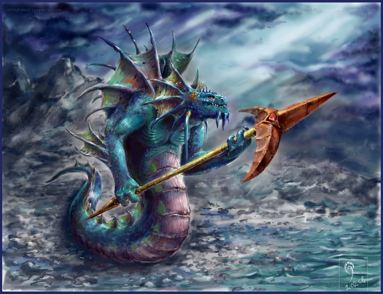 dragon warrior with trident