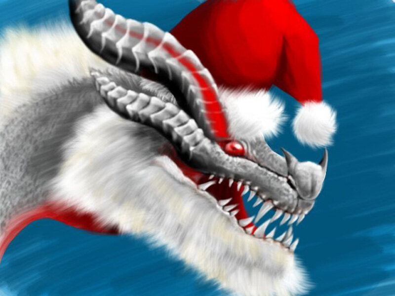 Dragon Wearing Santa Hat