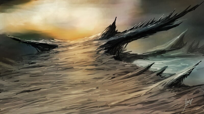 dragon wings at sunset